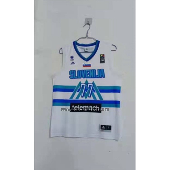 Camiseta Slovenia Luka Doncic NO 77 Tokyo 2021 Blanco2